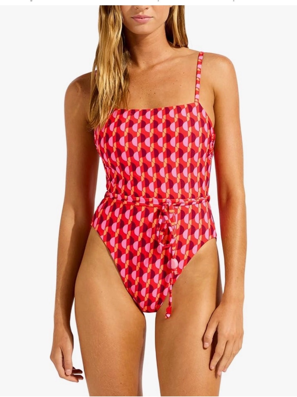 Seafolly Geometric Red & Pink One-Piece Swimsuit